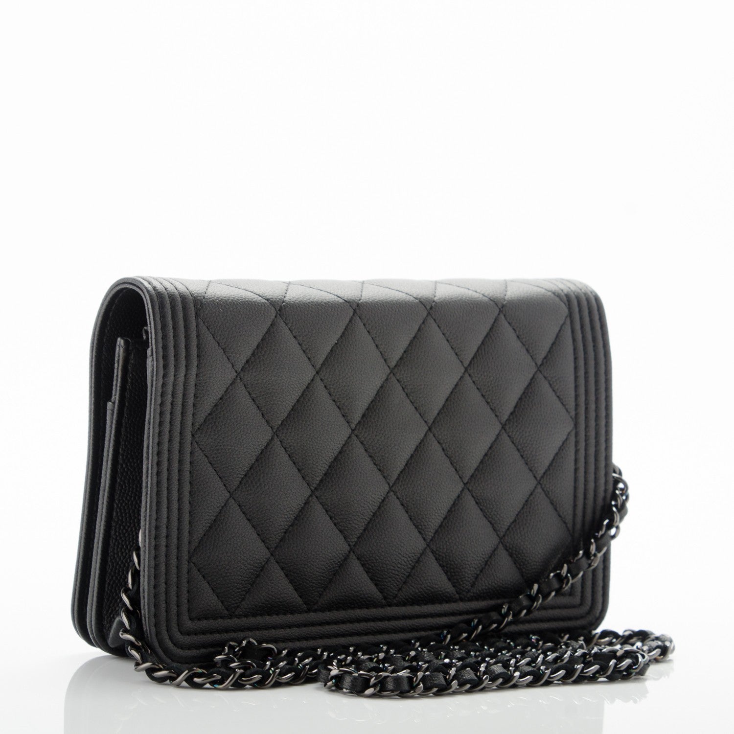 Chanel Caviar Quilted Boy Wallet On Chain WOC So Black 3 of 8