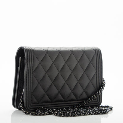 Chanel Caviar Quilted Boy Wallet On Chain WOC So Black 3 of 8