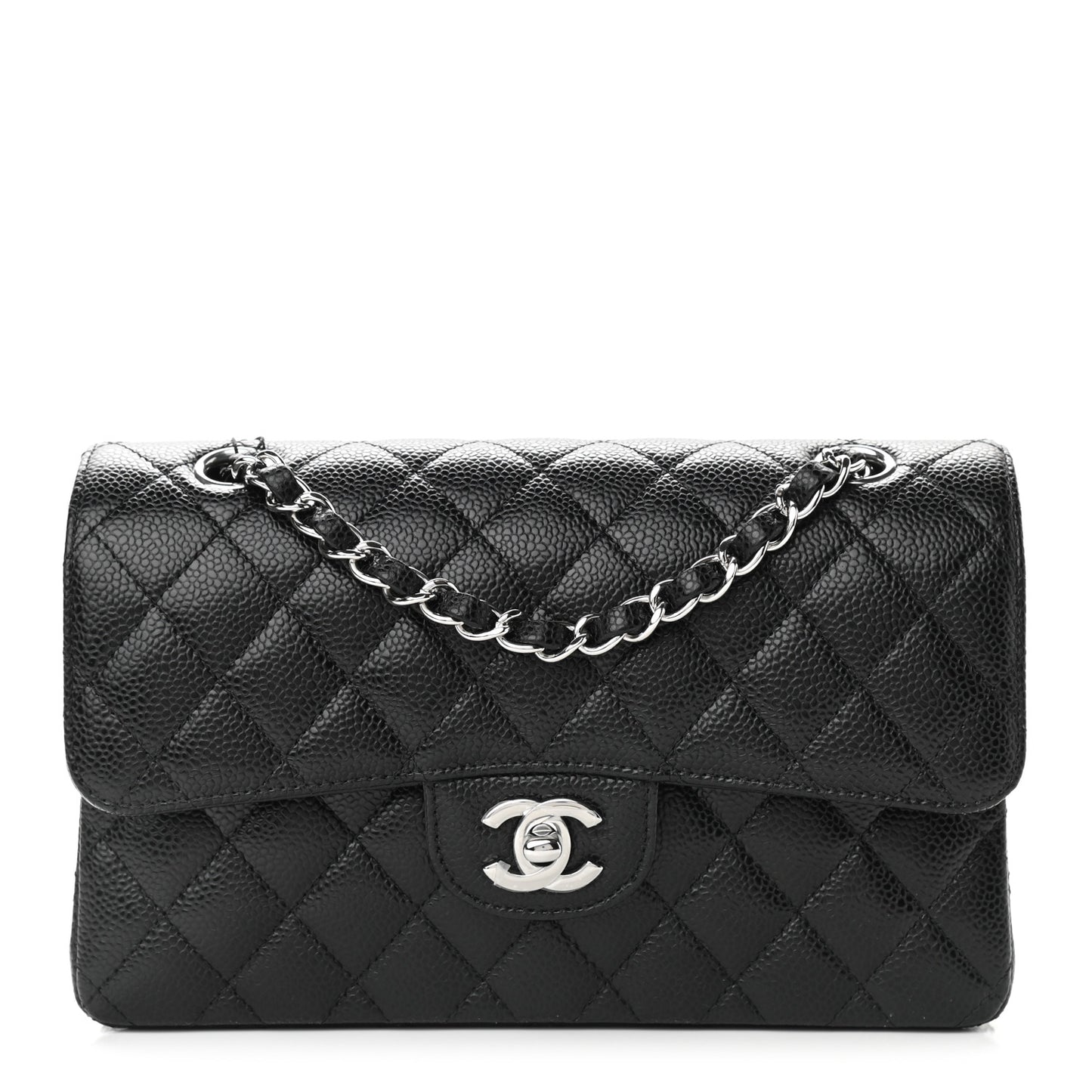 Caviar Quilted Small Double Flap Black