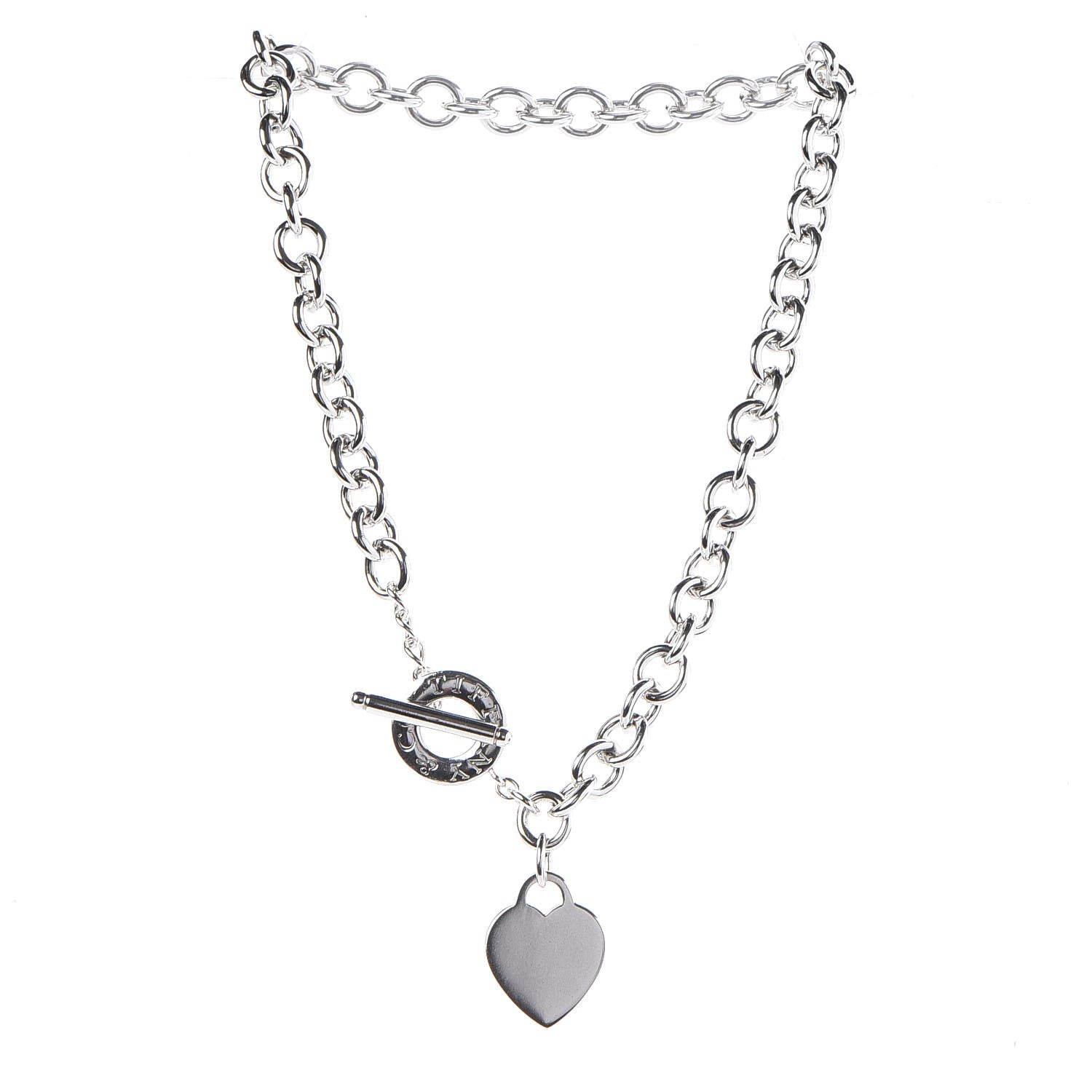 Tiffany Sterling Silver Heart Tag Toggle Necklace 3 of 5