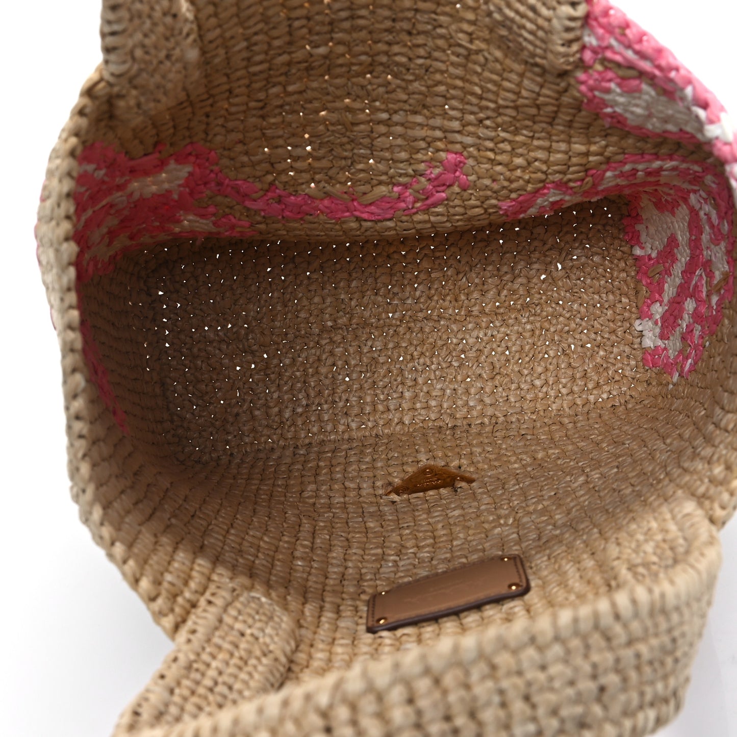Yarn Raffia Effect Crochet Embroidered Floral Small Logo Tote Naturale Petalo