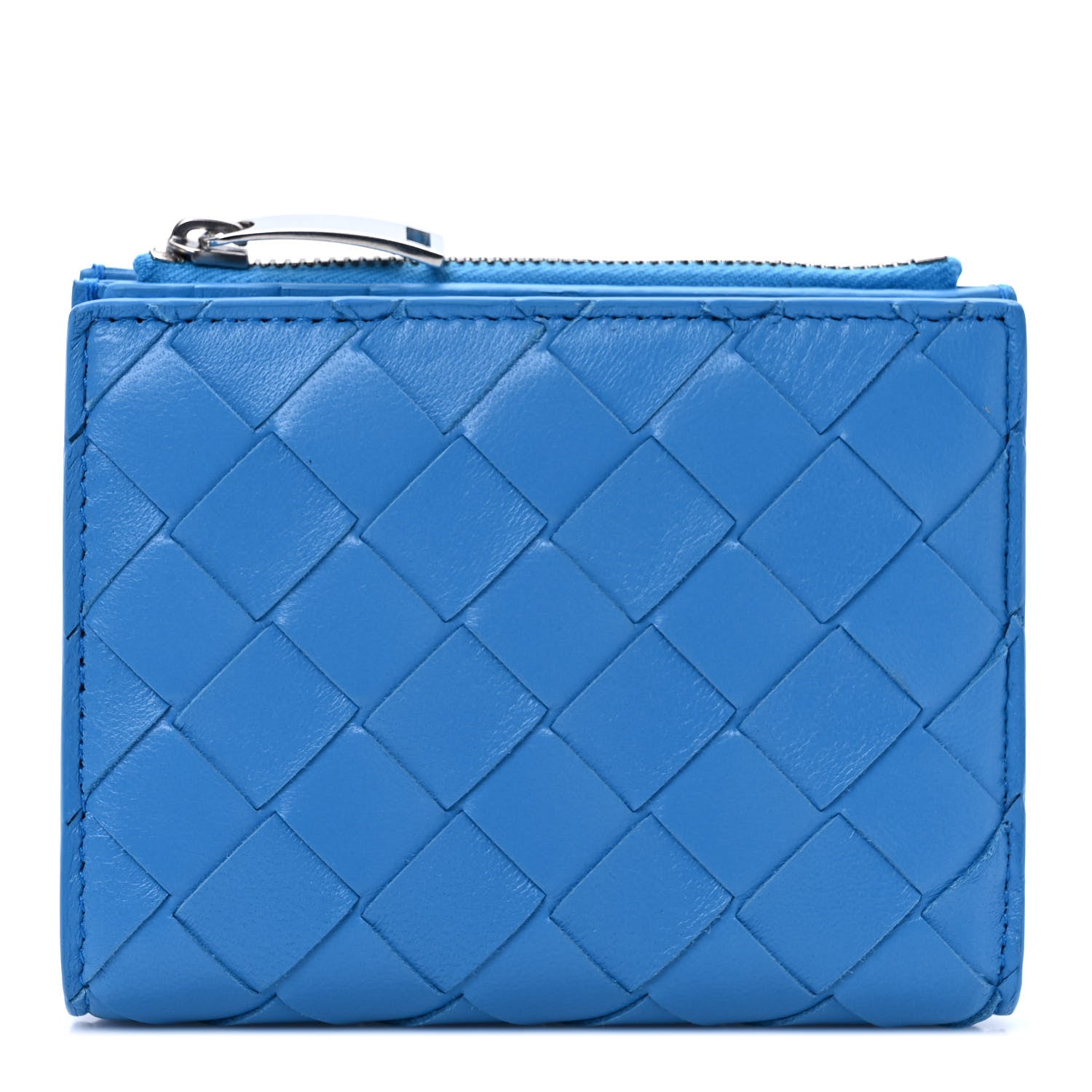 Bottega Veneta Nappa Intrecciato Bifold Zip Wallet Blue 1 of 6