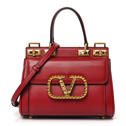 Valentino Garavani Grainy Calfskin Mini Rockstud Alcove Top-Handle Bag Rouge Pur 1 of 8
