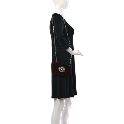 Jimmy Choo Velvet Crystal Pearl Shoulder Bag Burgundy 2 of 9