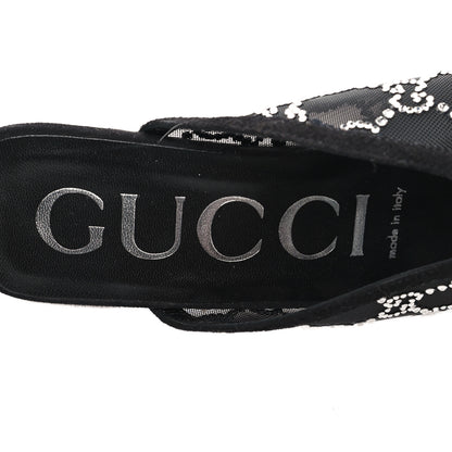 Gucci Tela Retino Kid Scamosciato Crystal GG Monogram Square G 95mm Slide Sandals 38 Black 7 of 8
