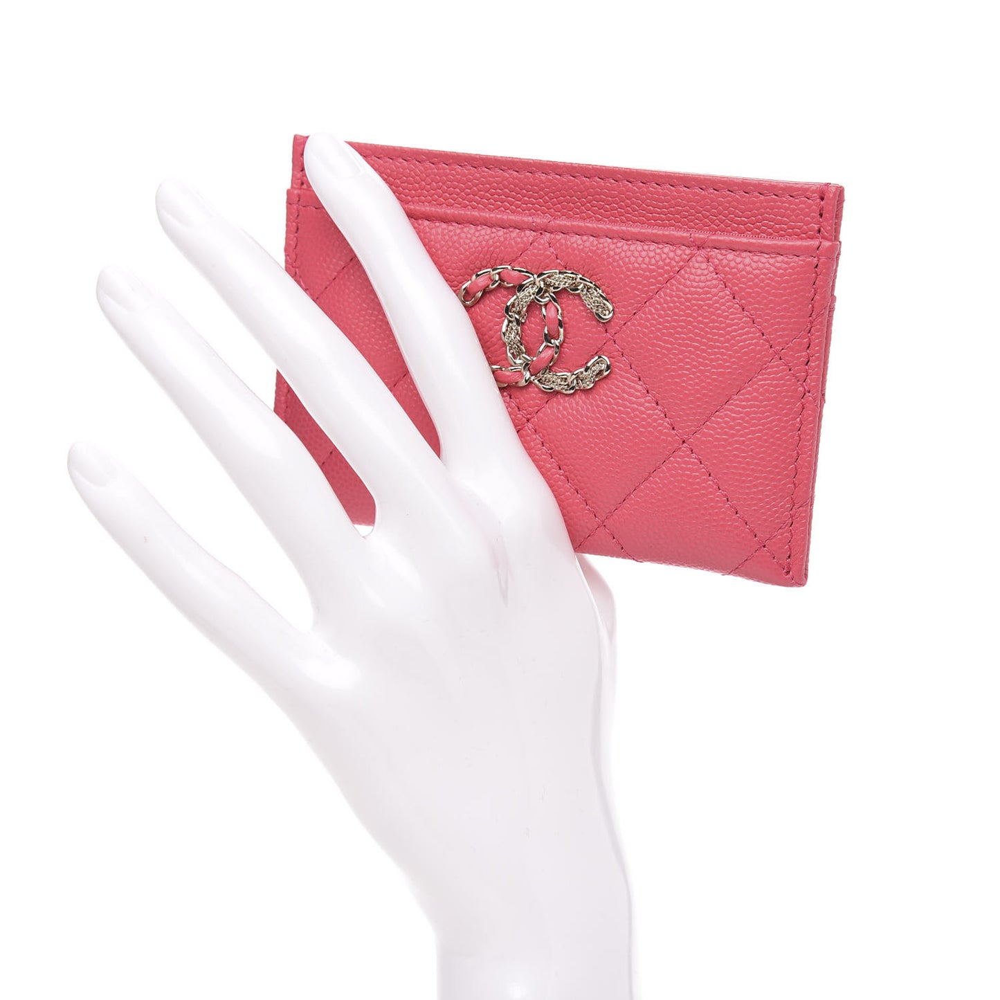 Caviar Quilted French New Wave Card Holder Rose