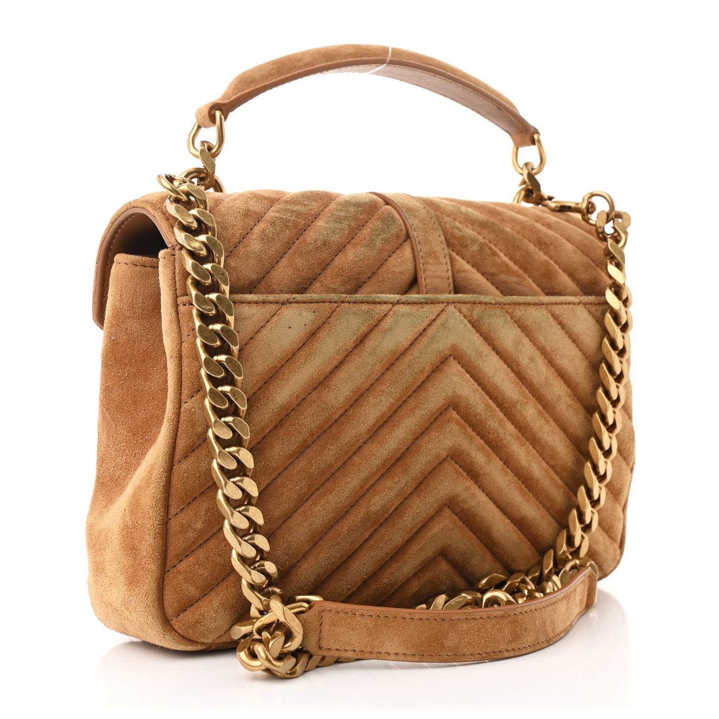 Suede Matelasse Chevron Monogram Medium College Bag Cinnamon