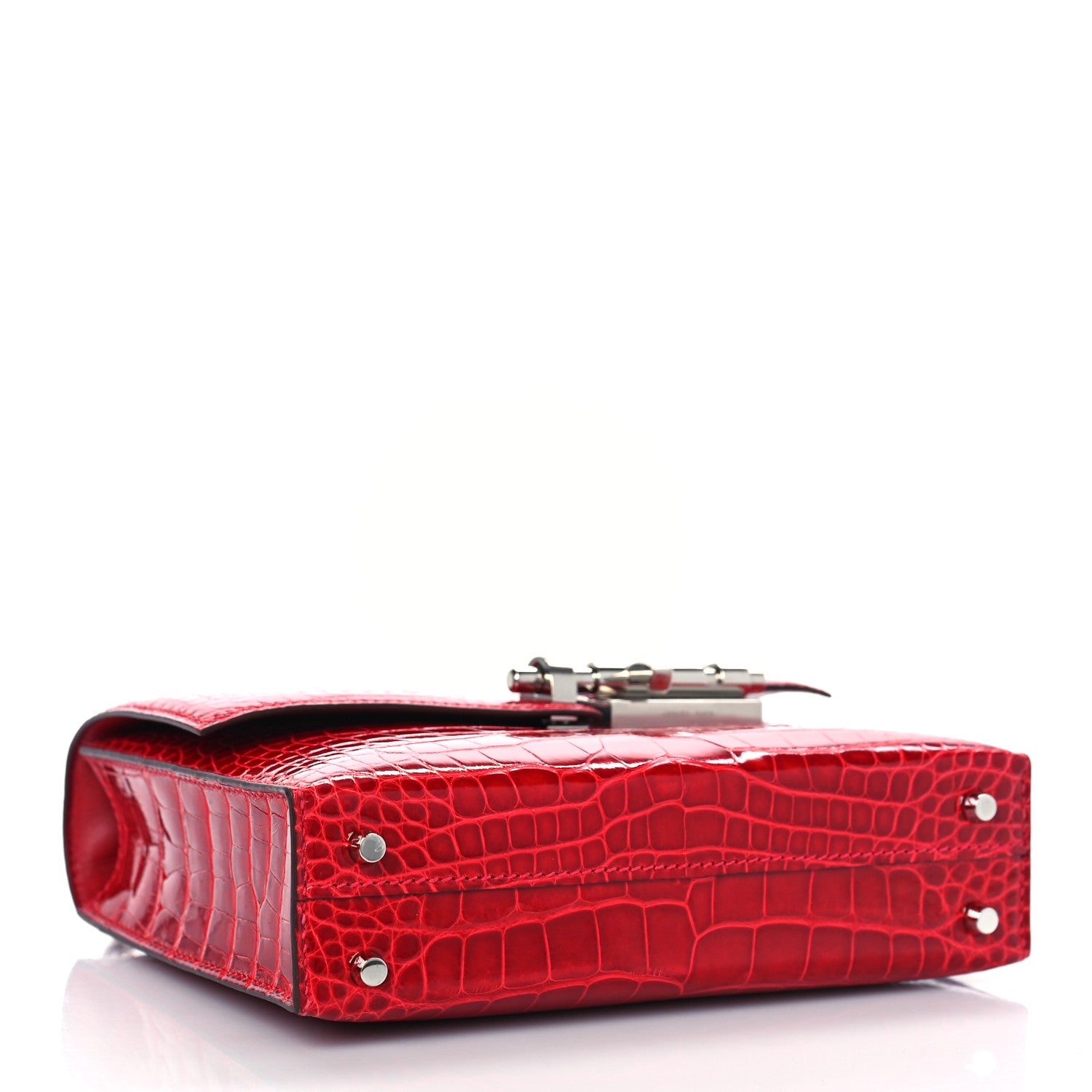 Hermes Shiny Alligator Mini Verrou Chaine Bag Braise 4 of 10