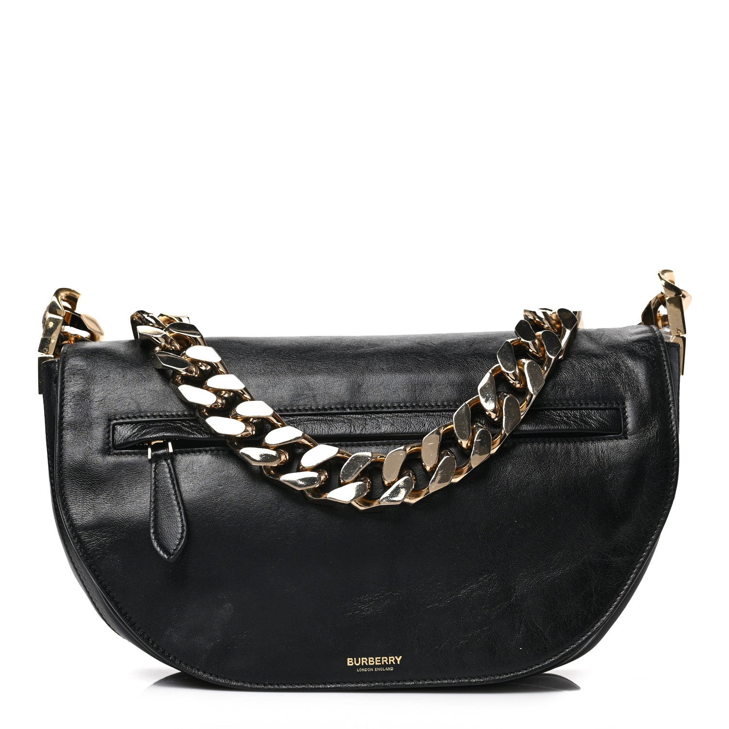 Burberry Lambskin Medium Olympia Chain Shoulder Bag Black 1 of 7