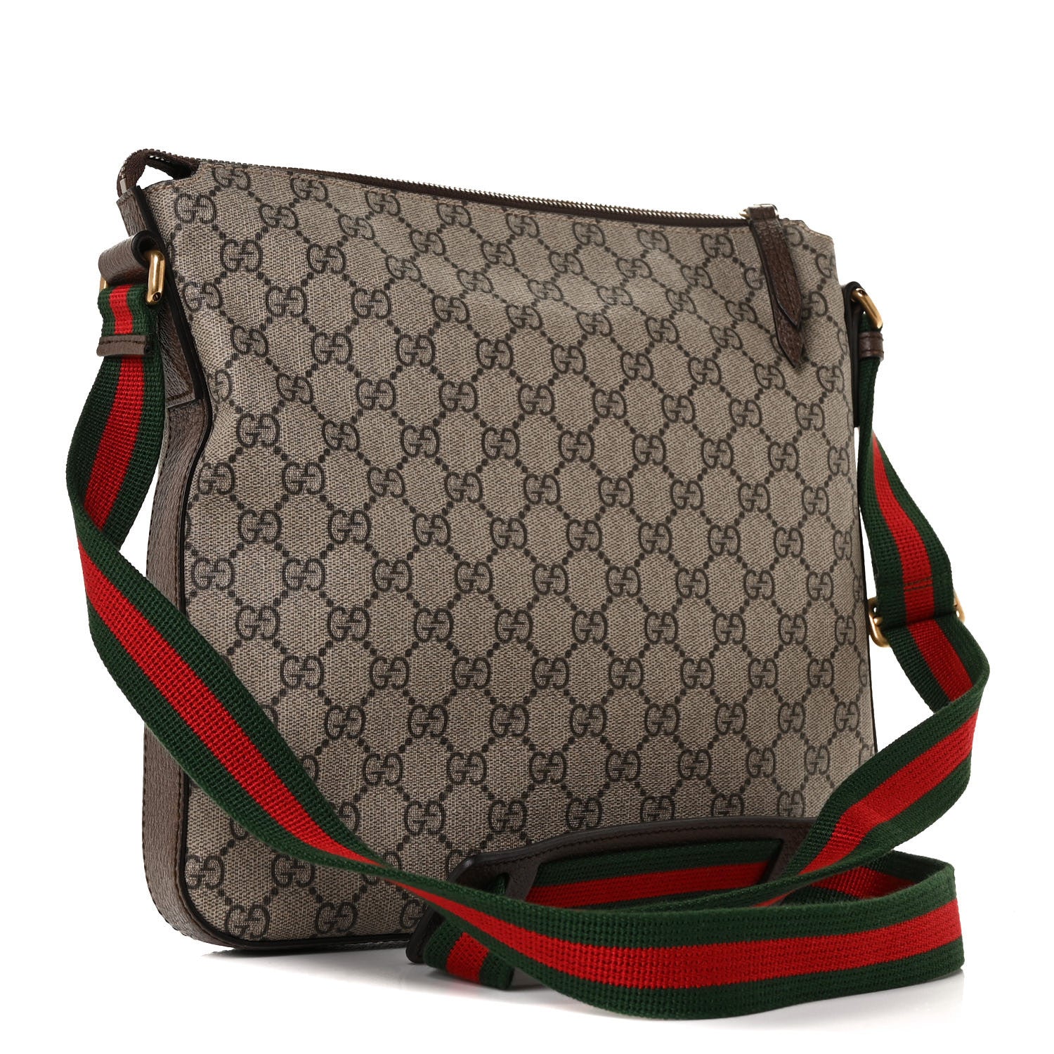 Gucci Soft GG Supreme Monogram Courrier Web Medium Flat Messenger Bag Beige New Acero Multicolor 3 of 9