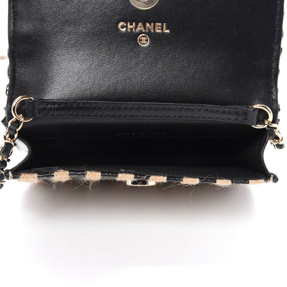 Chanel Raffia Jute Striped Belt Bag Black Beige 5 of 11