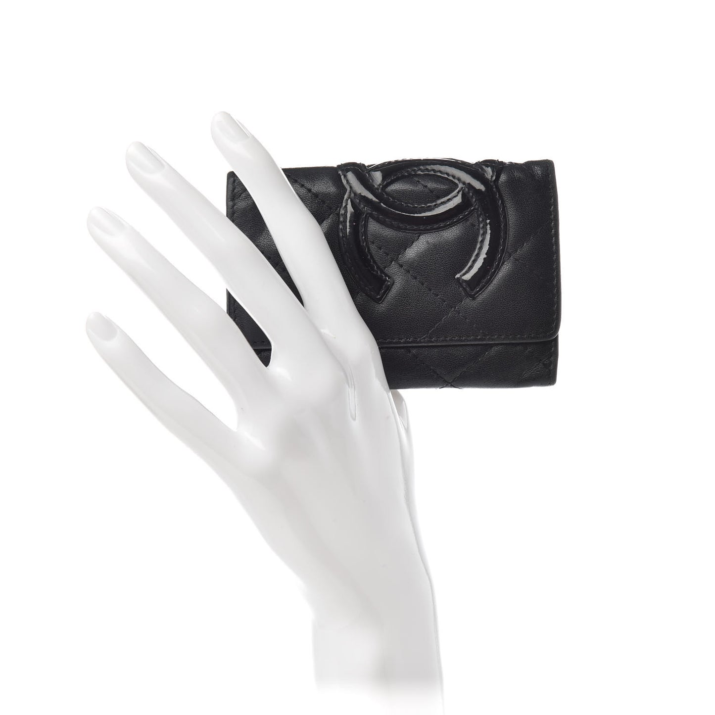 Calfskin Quilted Cambon 6 Key Holder Black