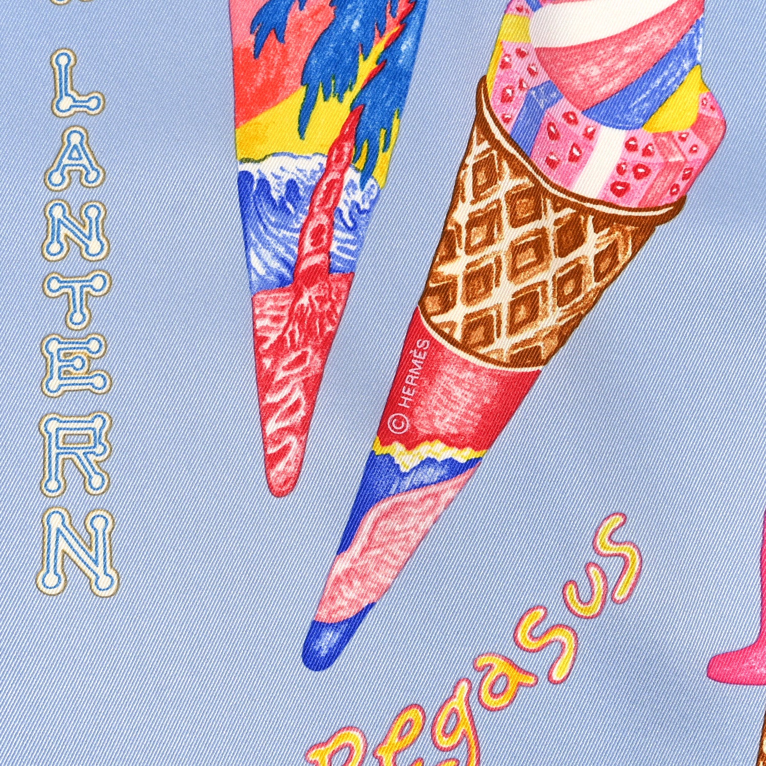 Hermes Silk Funny Ice Cream Scarf 70 Bleu Ciel Rose Bonbon Jaune 3 of 4