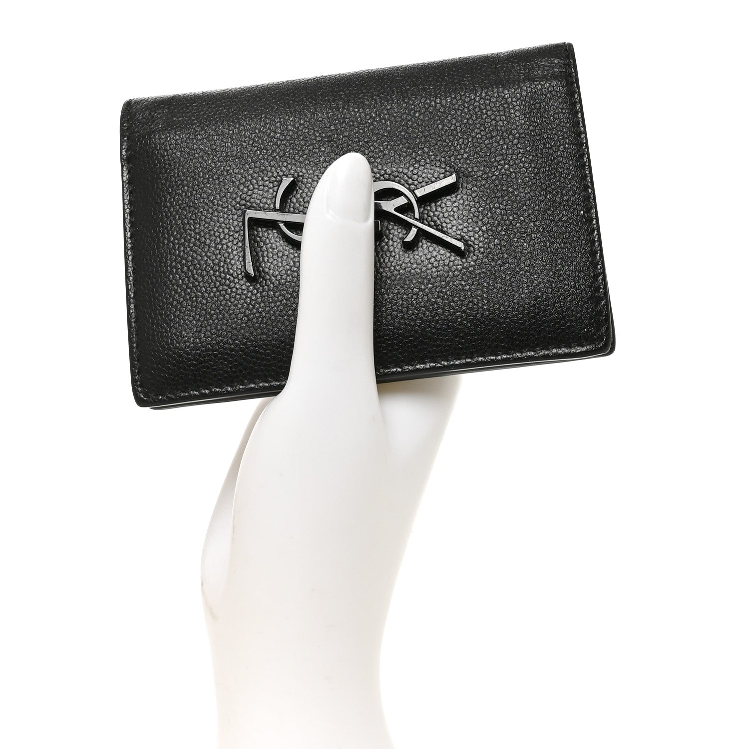 Saint Laurent Grain De Poudre Monogram Bi-Fold Wallet Black 2 of 7