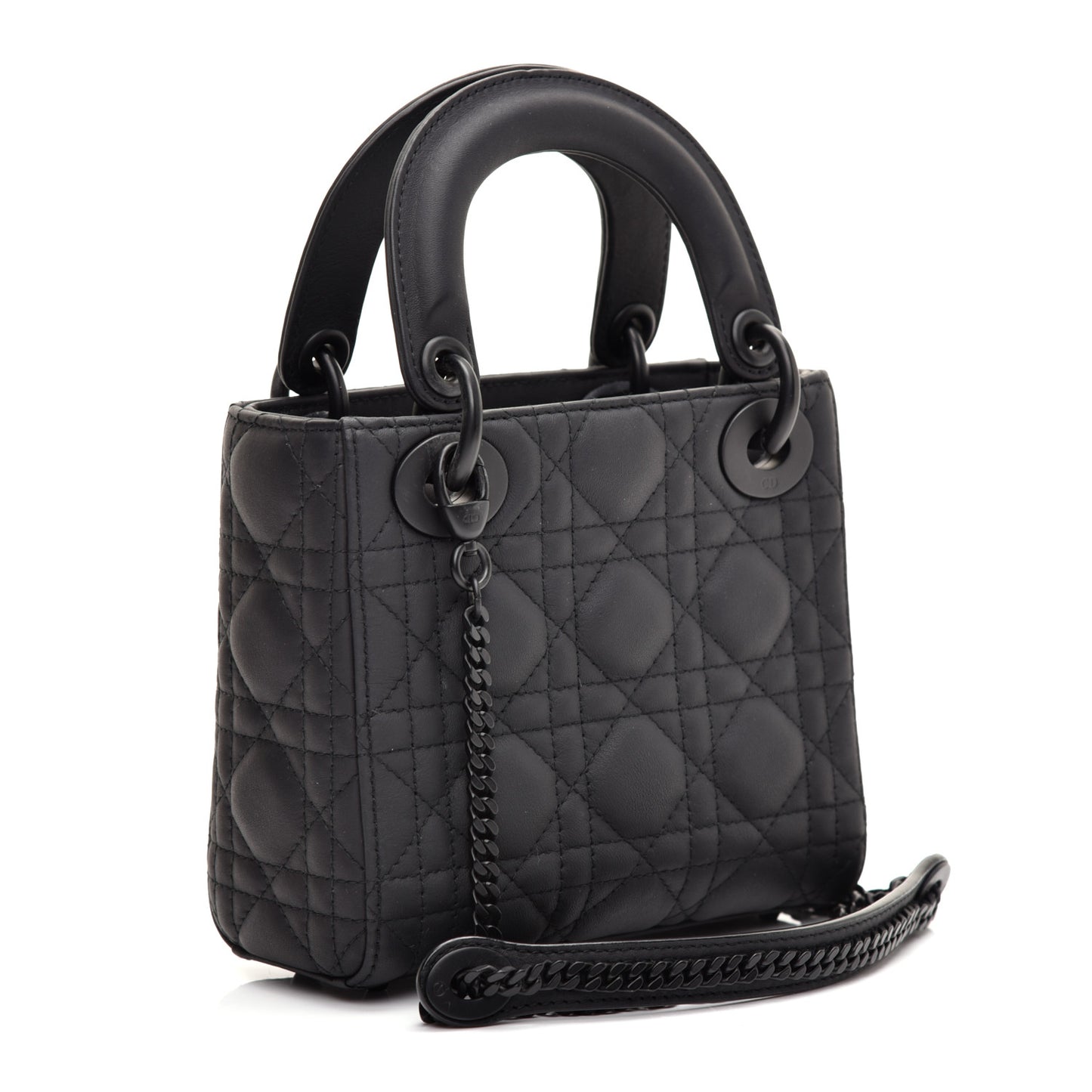 Ultra Matte Calfskin Cannage Mini Lady Dior Black