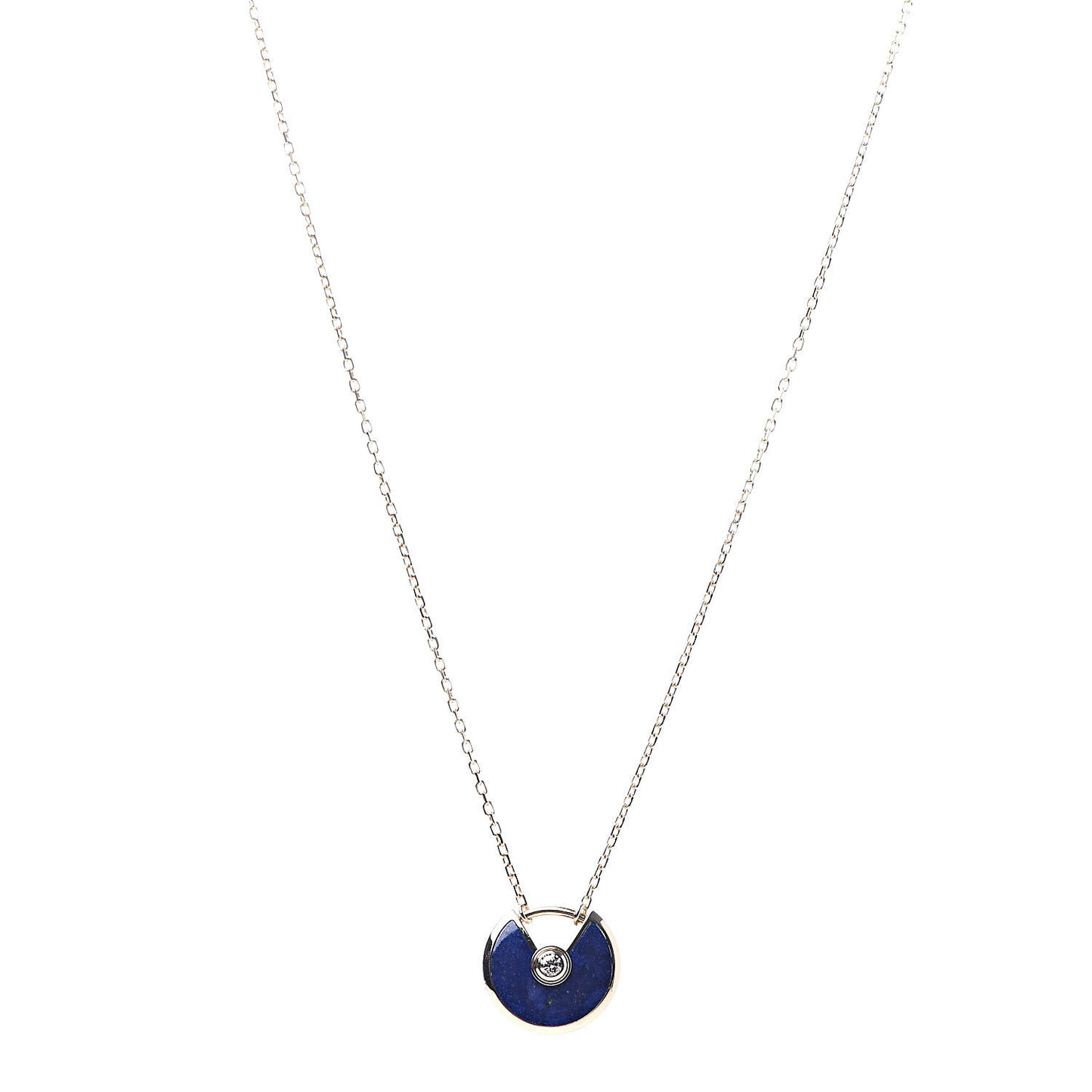 18K Yellow Gold Diamond Lapis Lazuli XS Amulette de Pendant Necklace