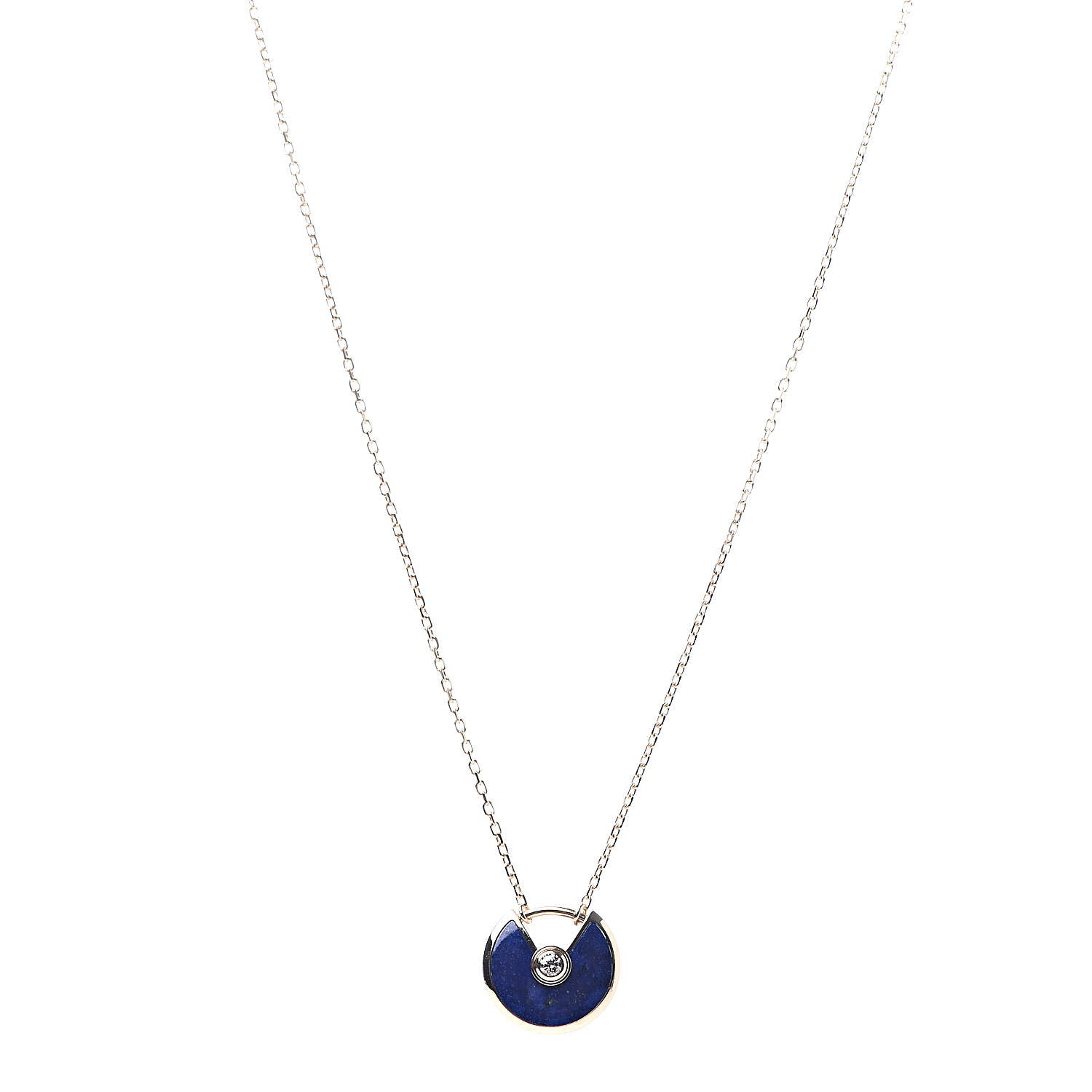 Cartier 18K Yellow Gold Diamond Lapis Lazuli XS Amulette de Pendant Necklace 1 of 6