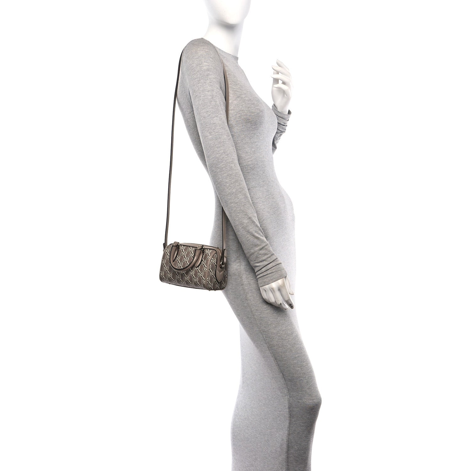 Gucci GG Shadow Monogram Super Mini Ophidia Top Handle Bowler Bag Taupe 2 of 11