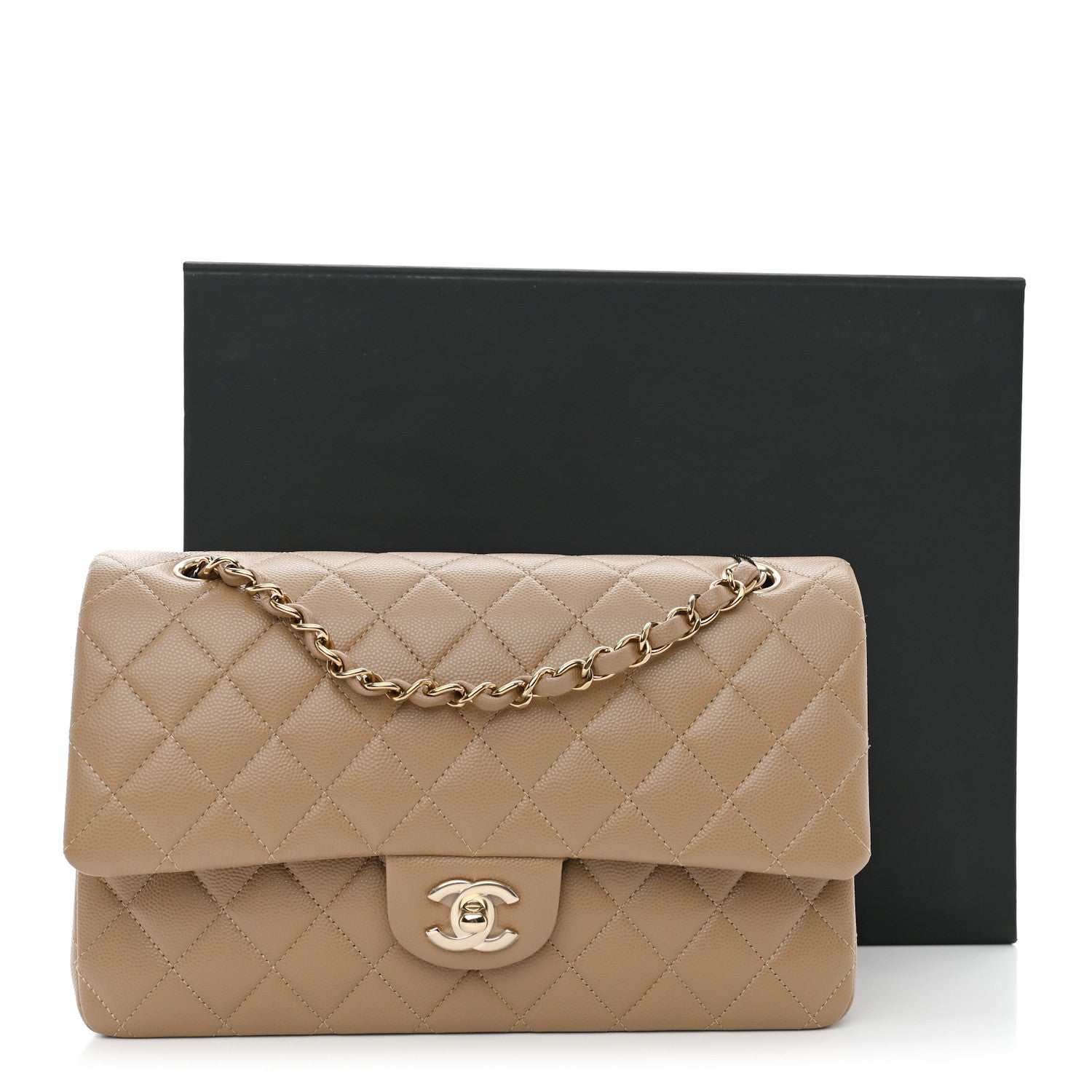 Chanel Caviar Quilted Medium Double Flap Dark Beige 11 of 11