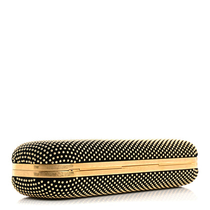 Alexander McQueen Suede Studded Skull Knuckle Box Clutch Black Gold 4 of 10