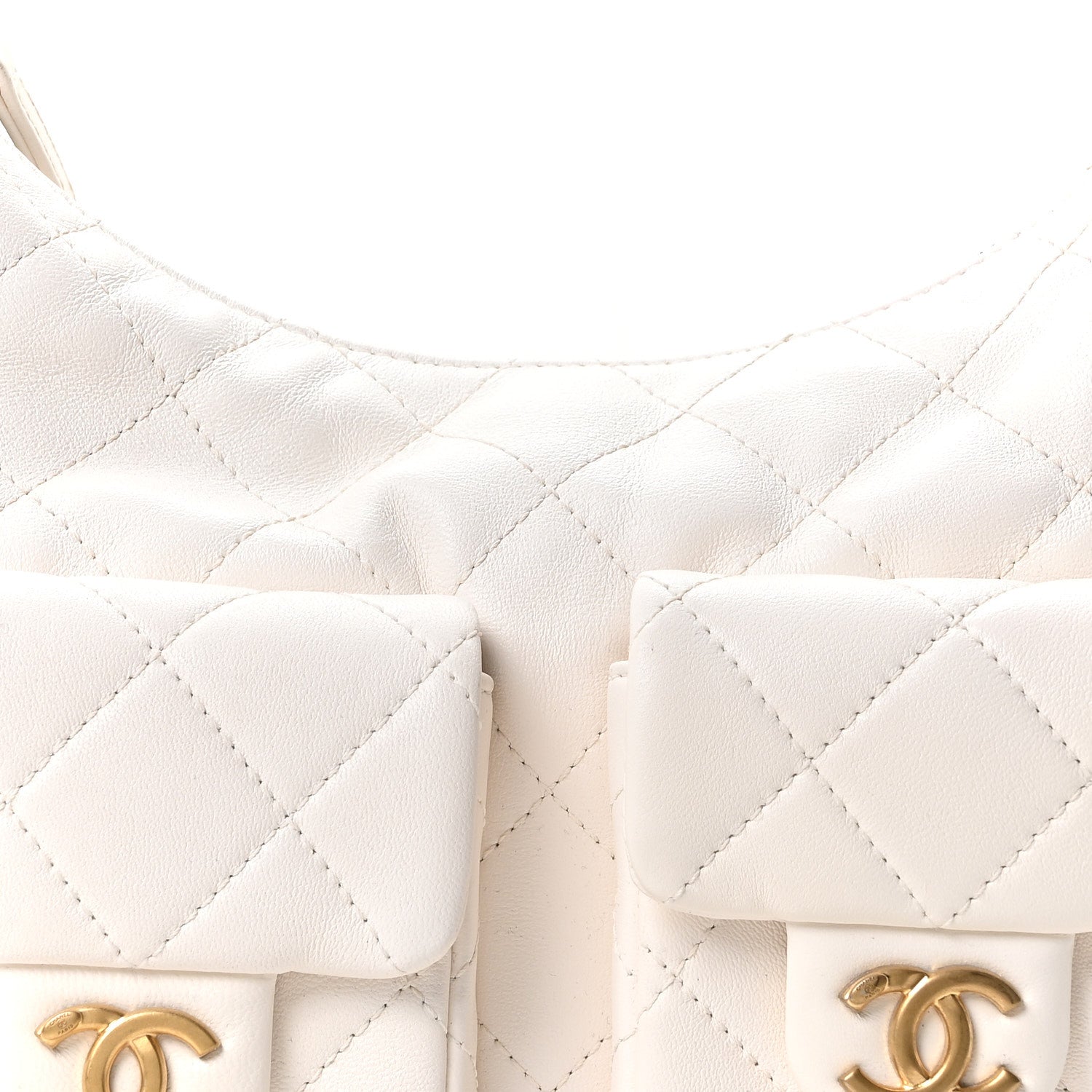Chanel Shiny Lambskin Quilted Trendy Pockets Hobo White 8 of 10