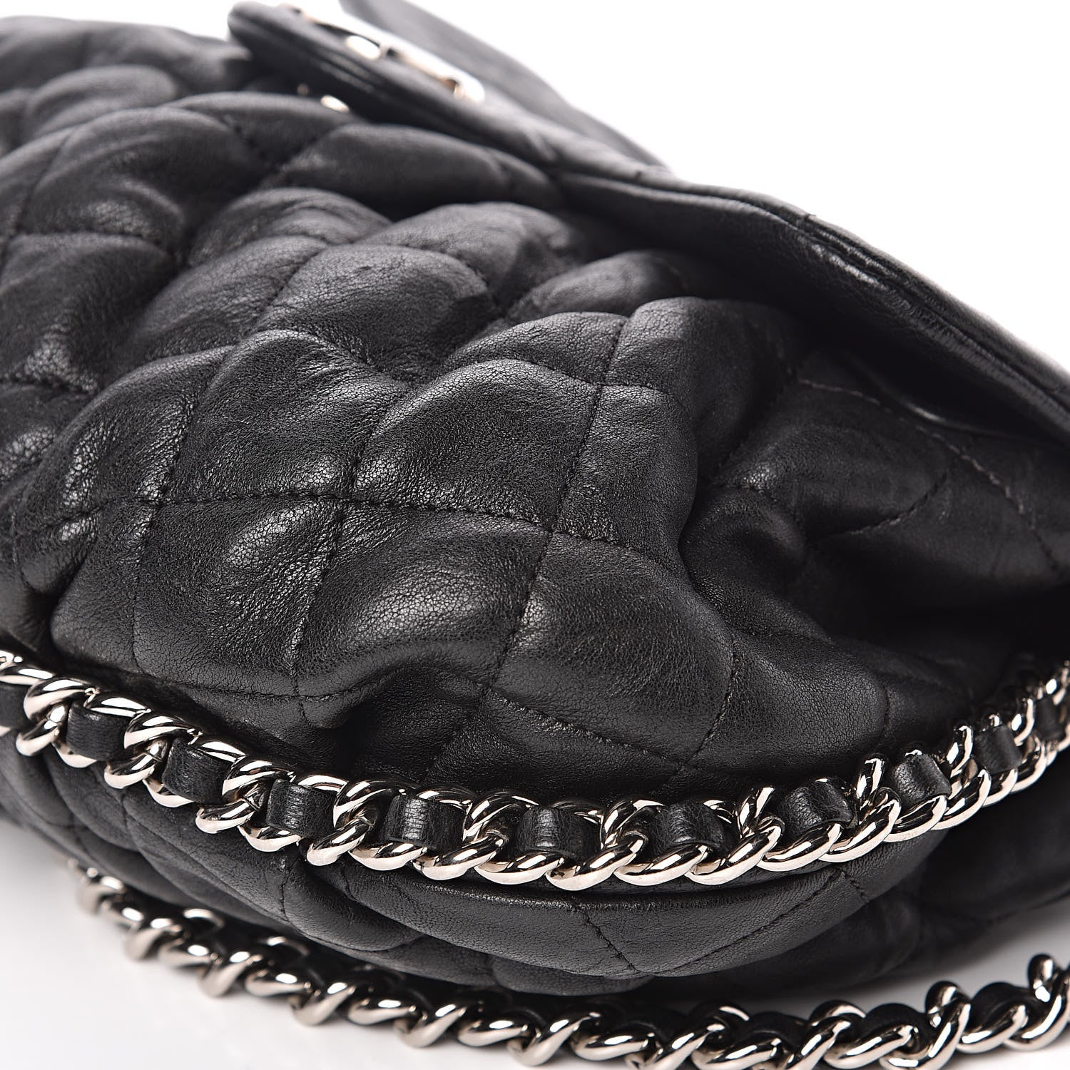 Chanel Washed Lambskin Quilted Medium Chain Around Messenger Black 9 of 15