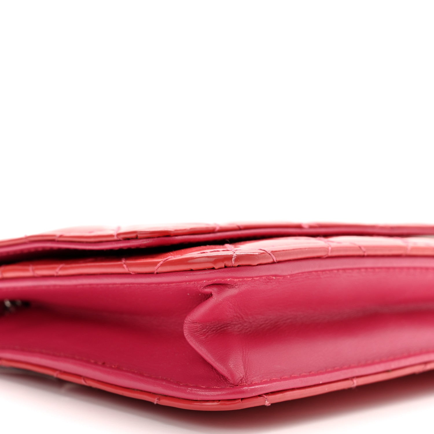 Chanel Patent Quilted Wallet On Chain WOC Fuchsia 10 of 13