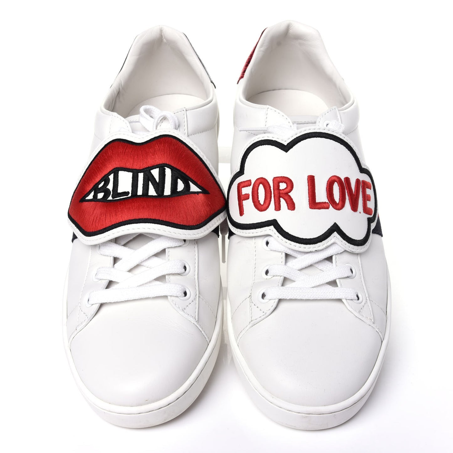 Calfskin Ayers Blind For Love Embroidered Womens Ace Sneakers 42 White