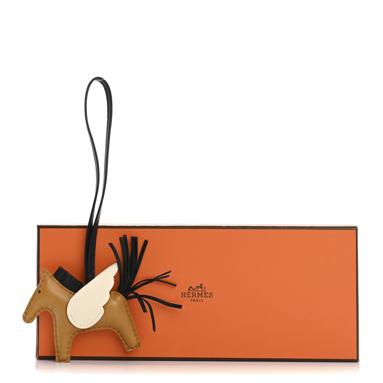 Hermes Milo Lambskin Grigri Rodeo Pegase Horse Bag Charm PM Sesame Black Nata 5 of 5