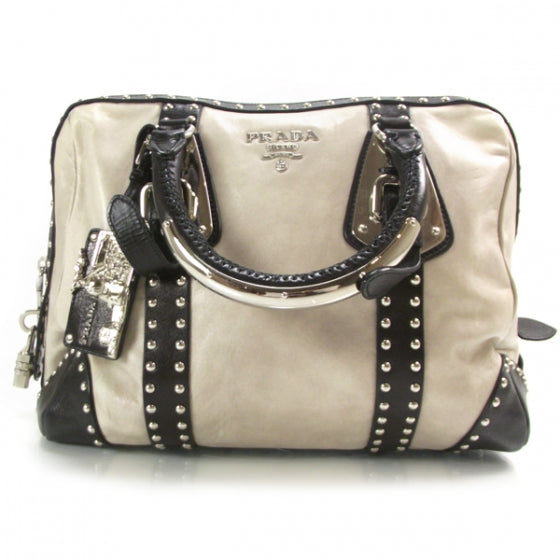 Prada Nappa Studded Trunk Bag Talco Black 1 of 16
