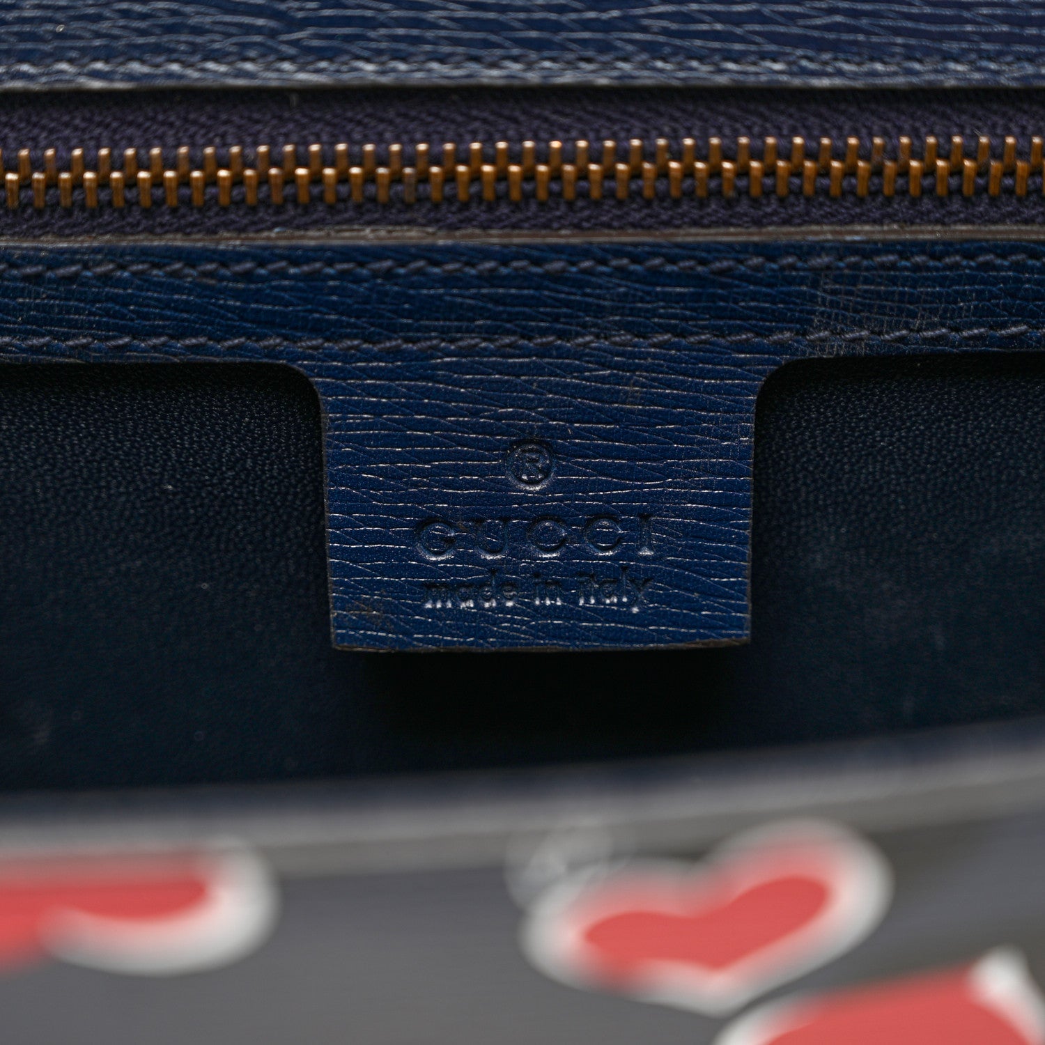 Gucci Textured Calfskin Heartbeat Print Clutch Blue 5 of 6