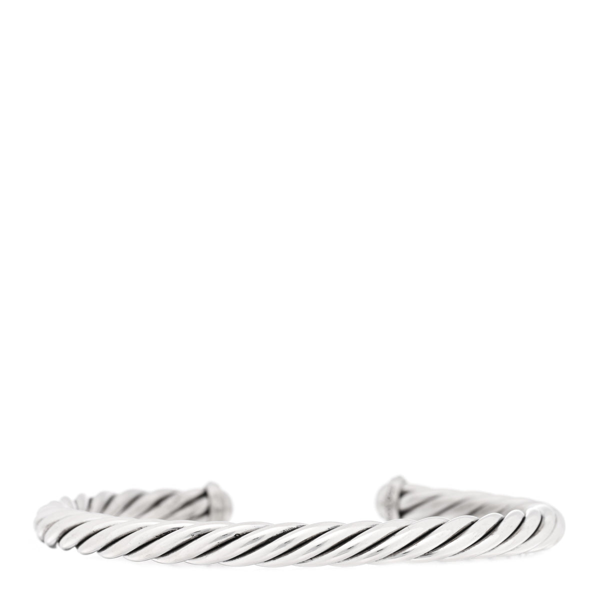 David Yurman Sterling Silver Black Diamond 6mm Cable Cuff Bracelet 2 of 4