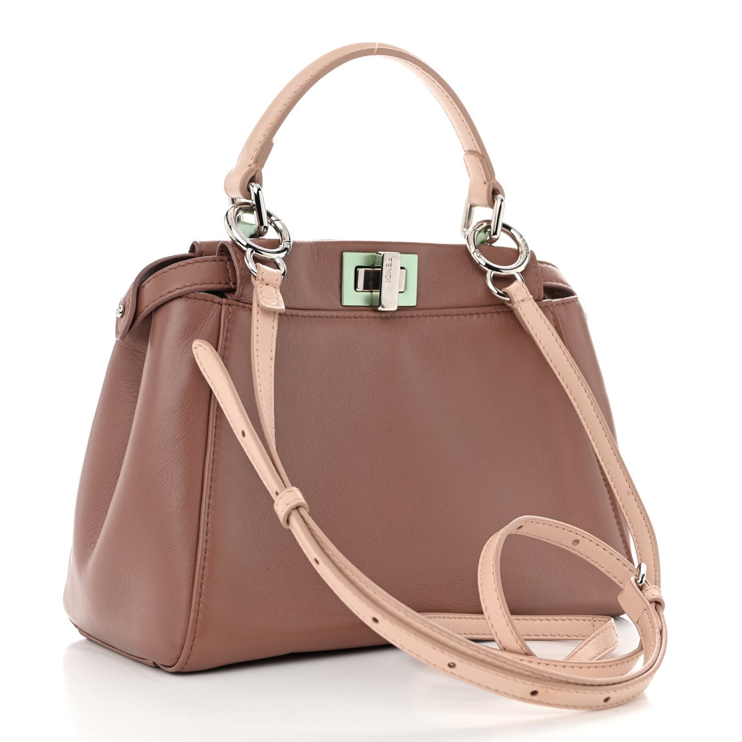 Fendi Nappa Colorblock Mini Peekaboo Iconic Satchel English Rose Plaster Oxigen 3 of 10