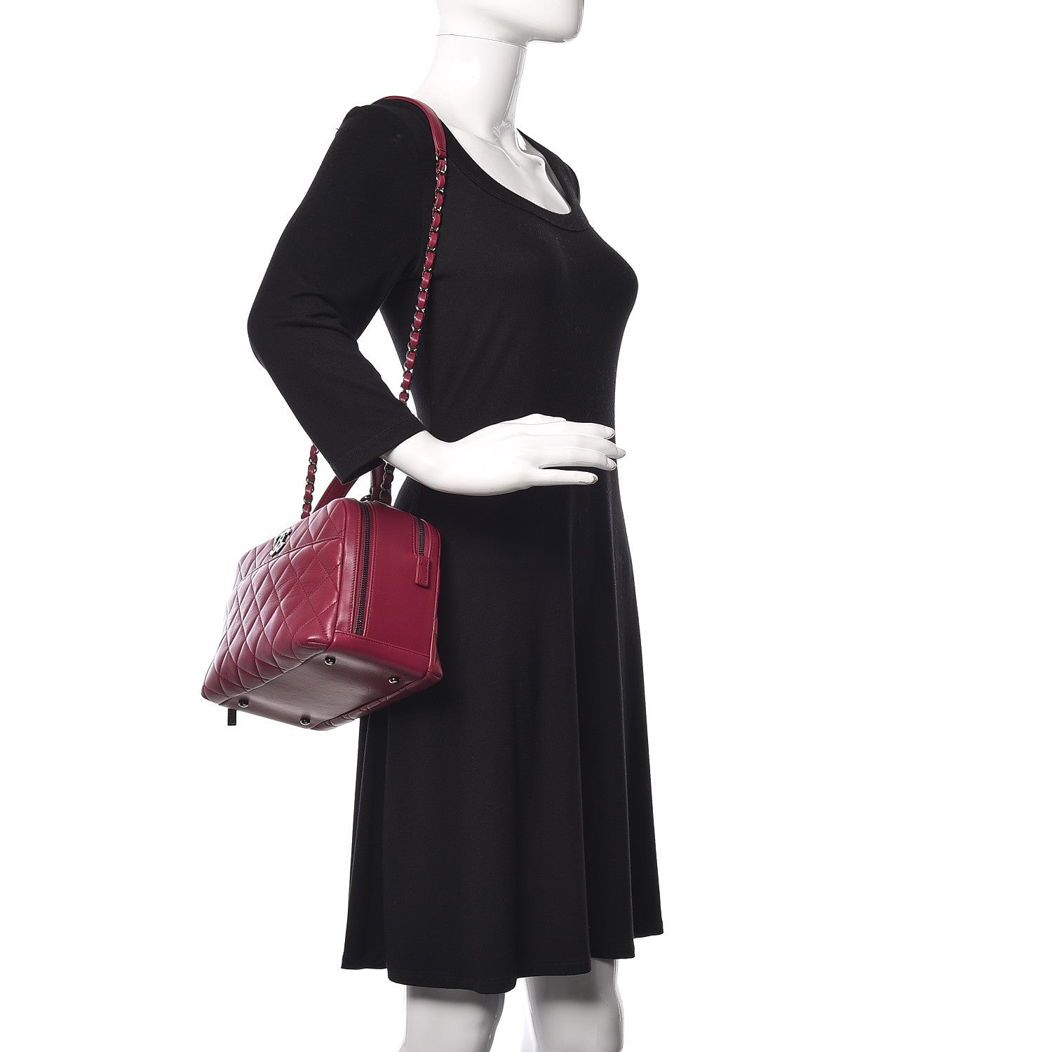 Chanel Lambskin Quilted Medium Trendy CC Bowling Bag Dark Pink 2 of 13