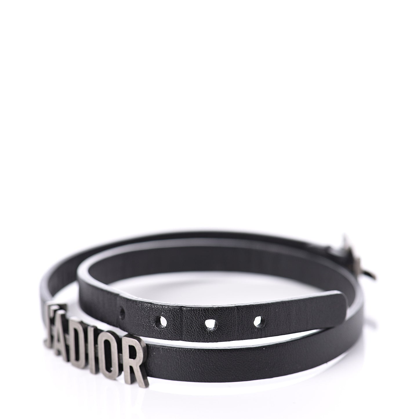 Calfskin J'adior Double Bracelet Black