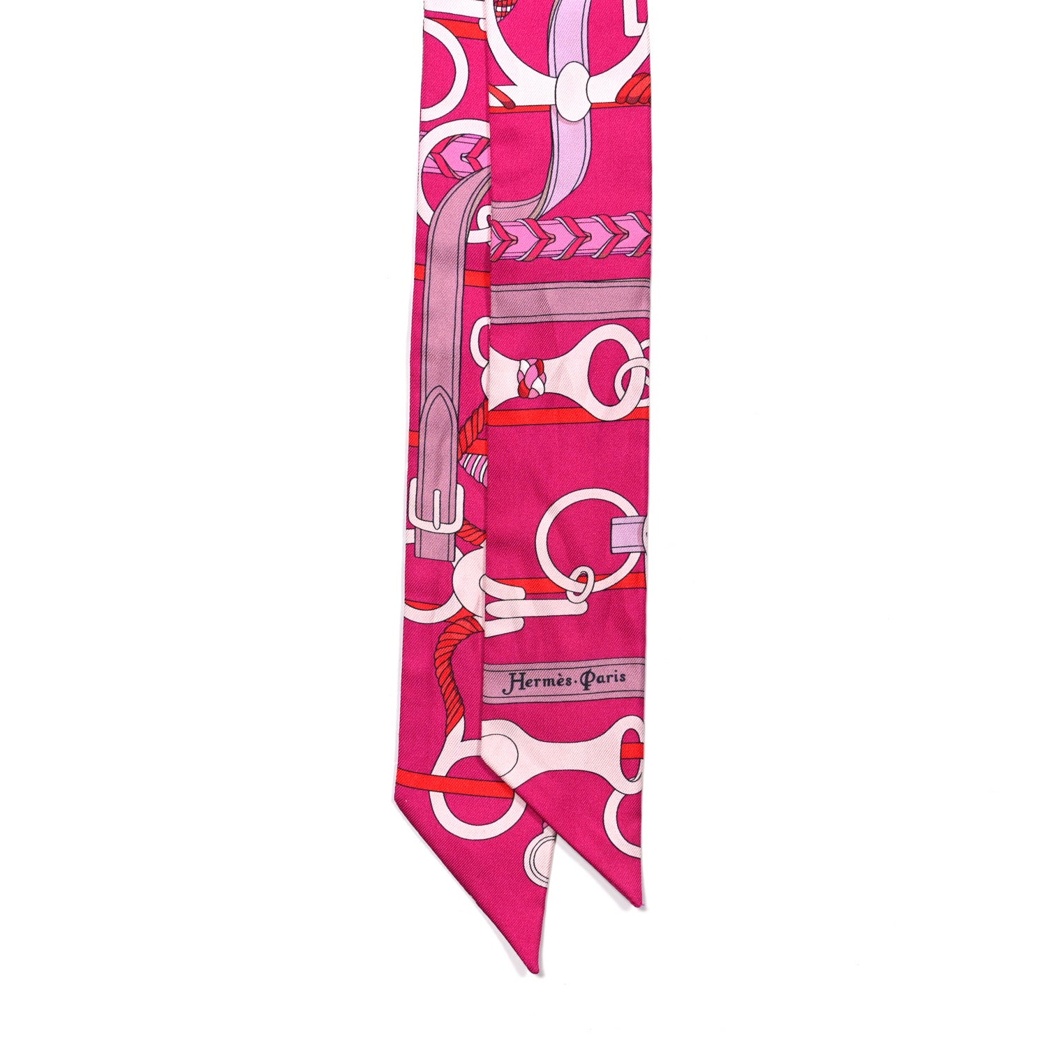 Hermes Silk Panoplie Equestre Twilly Fuchsia Rose Rouge 2 of 4