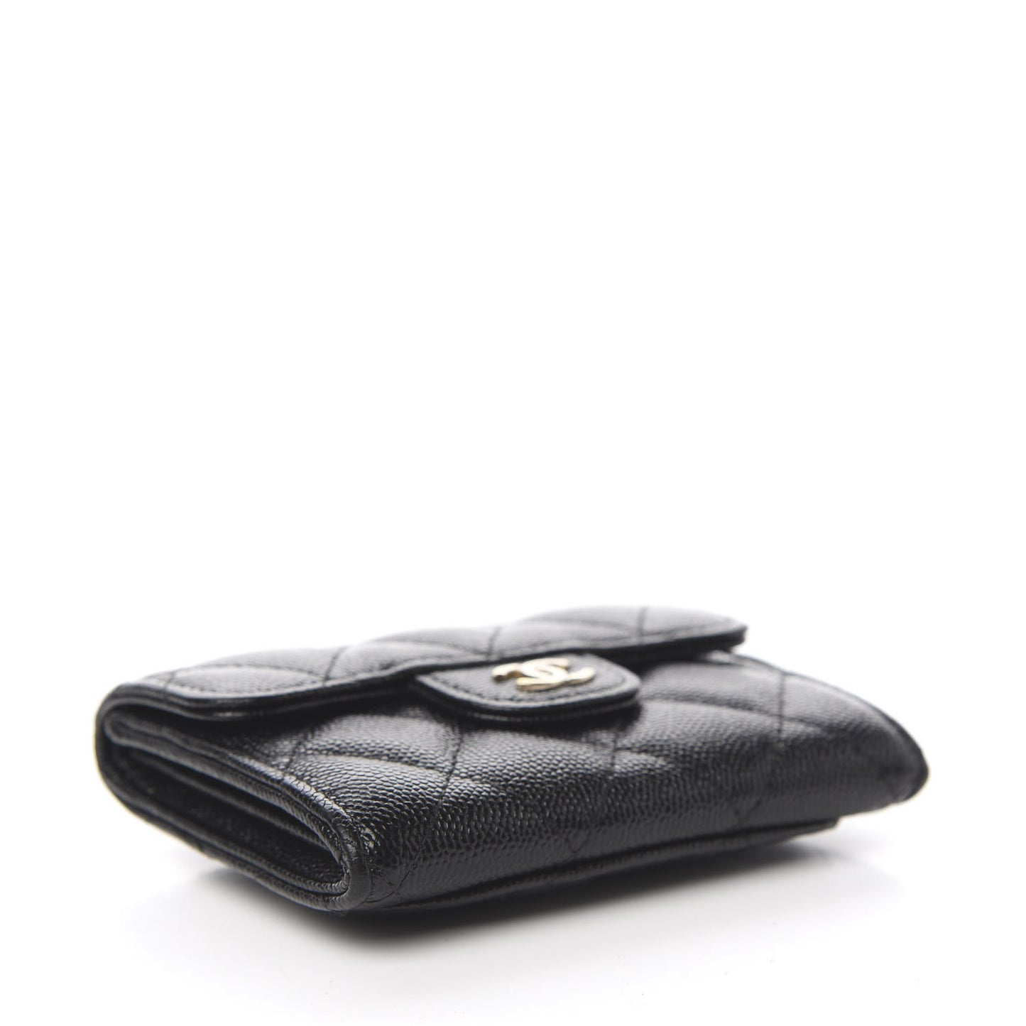 Caviar Quilted Flap Card Holder Black