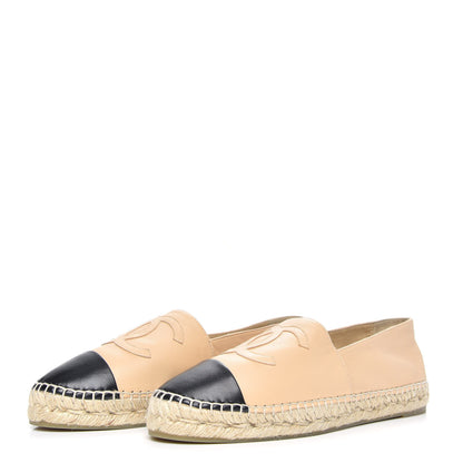 Chanel Lambskin CC Espadrilles 41 Beige Black 3 of 7