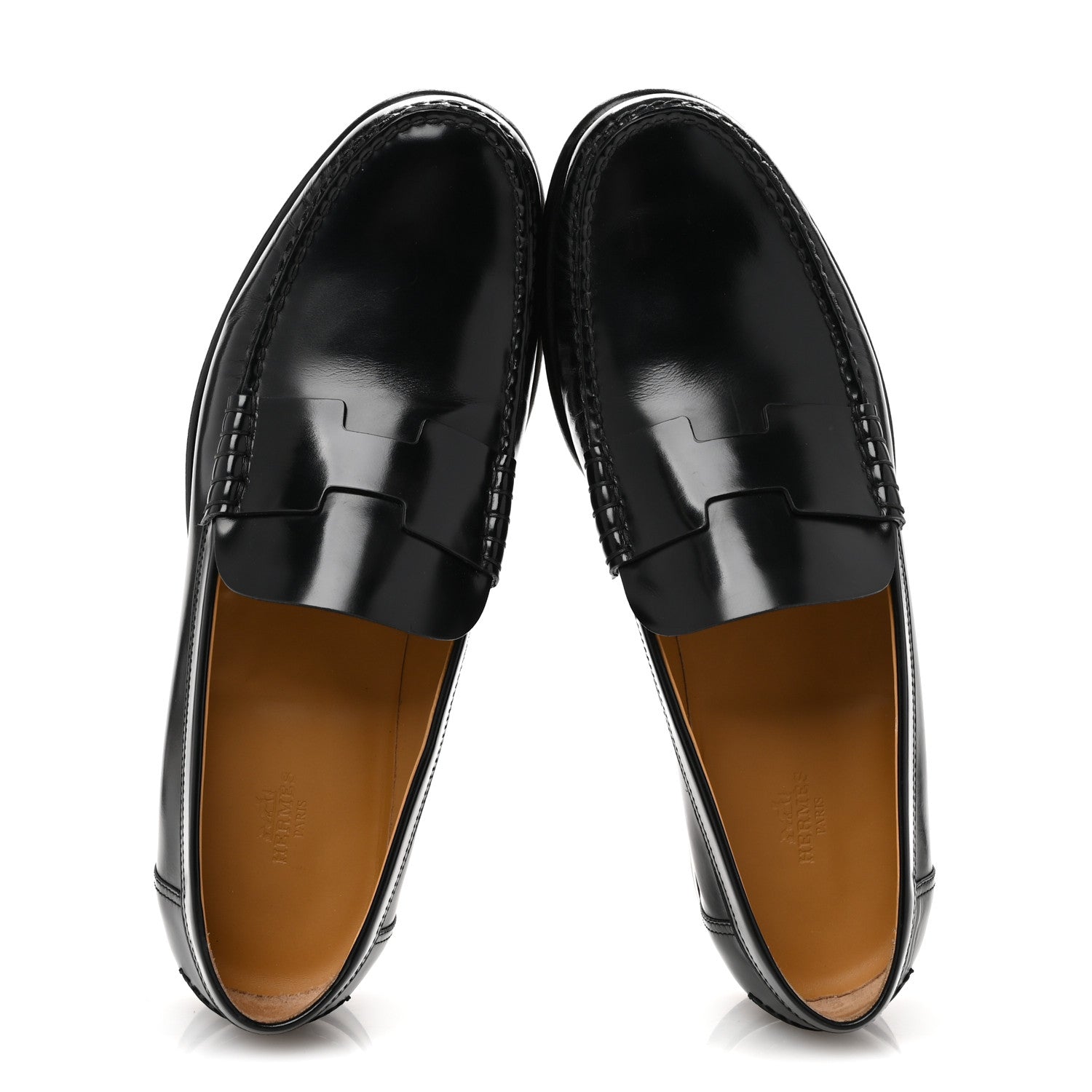 Hermes Calfskin Mens Kennedy Loafers 43 Black 2 of 10