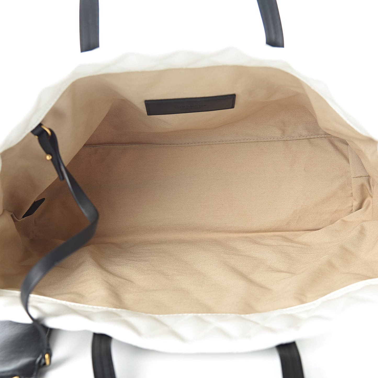 Rubber Effect Canvas Quilted Duo Shopper Tote White