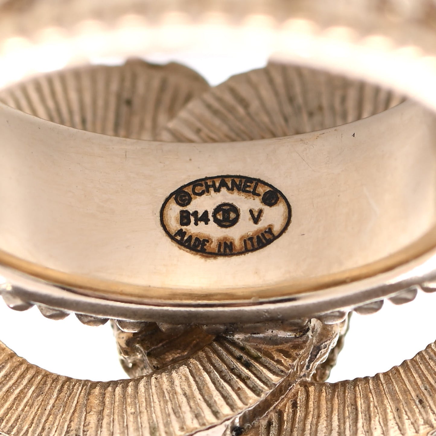 Enamel CC Baroque Ring 6 Black Gold