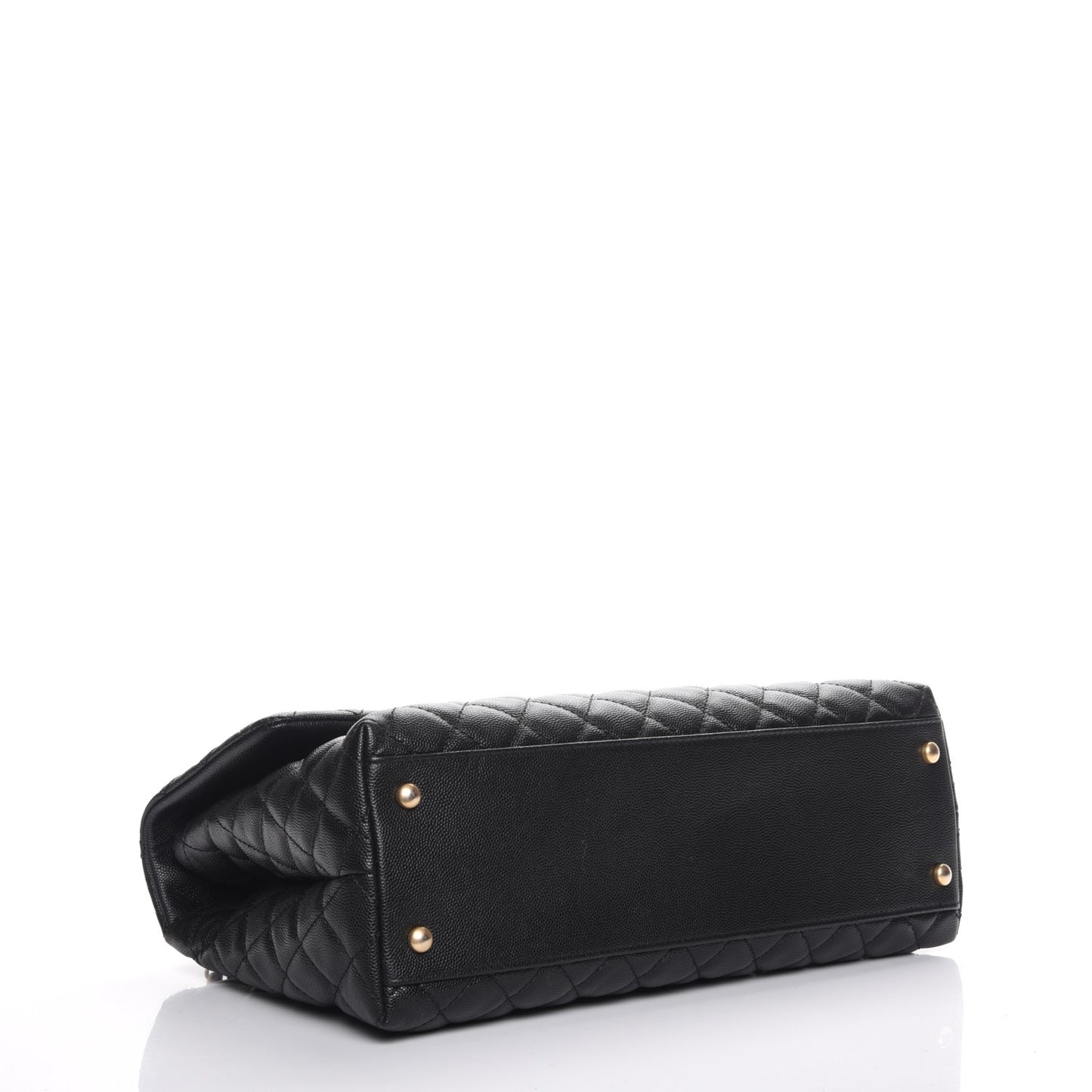 Caviar Lizard Quilted Medium Coco Handle Flap Black
