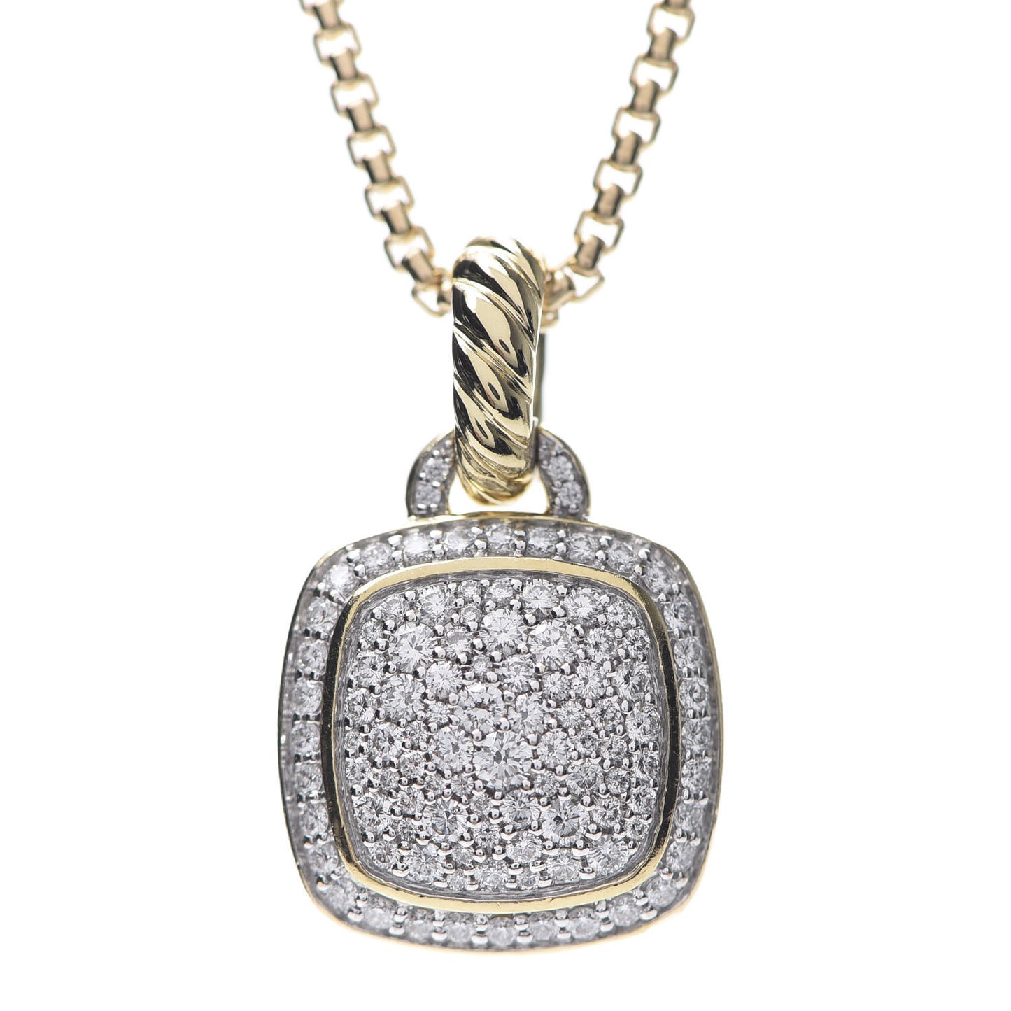 18K Yellow Gold Diamond 11mm Albion Pendant Necklace