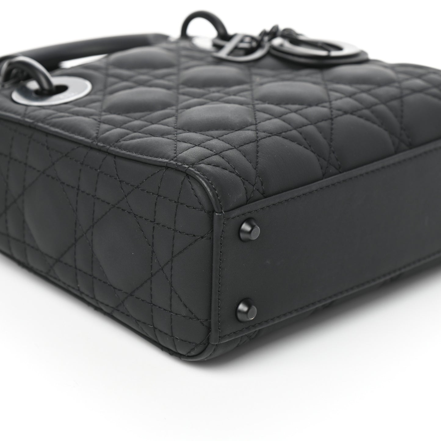 Ultra Matte Calfskin Cannage Mini Lady Dior Black