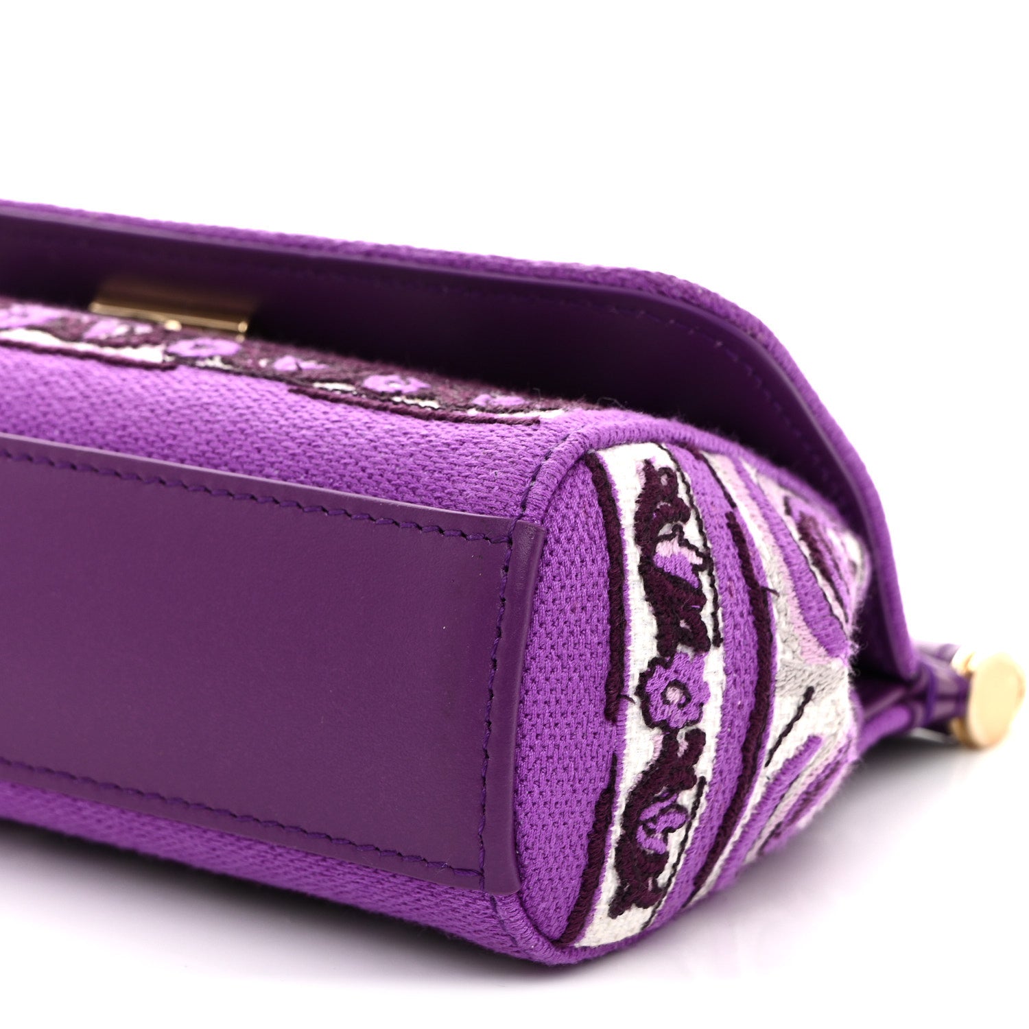 Dolce & Gabbana Canvas Embroidery Majolica Small Sicily Handbag Purple 9 of 10