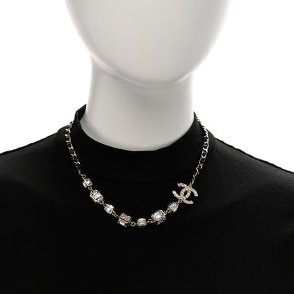 Chanel Lambskin Crystal CC Cube Choker Necklace Black Gold 2 of 6