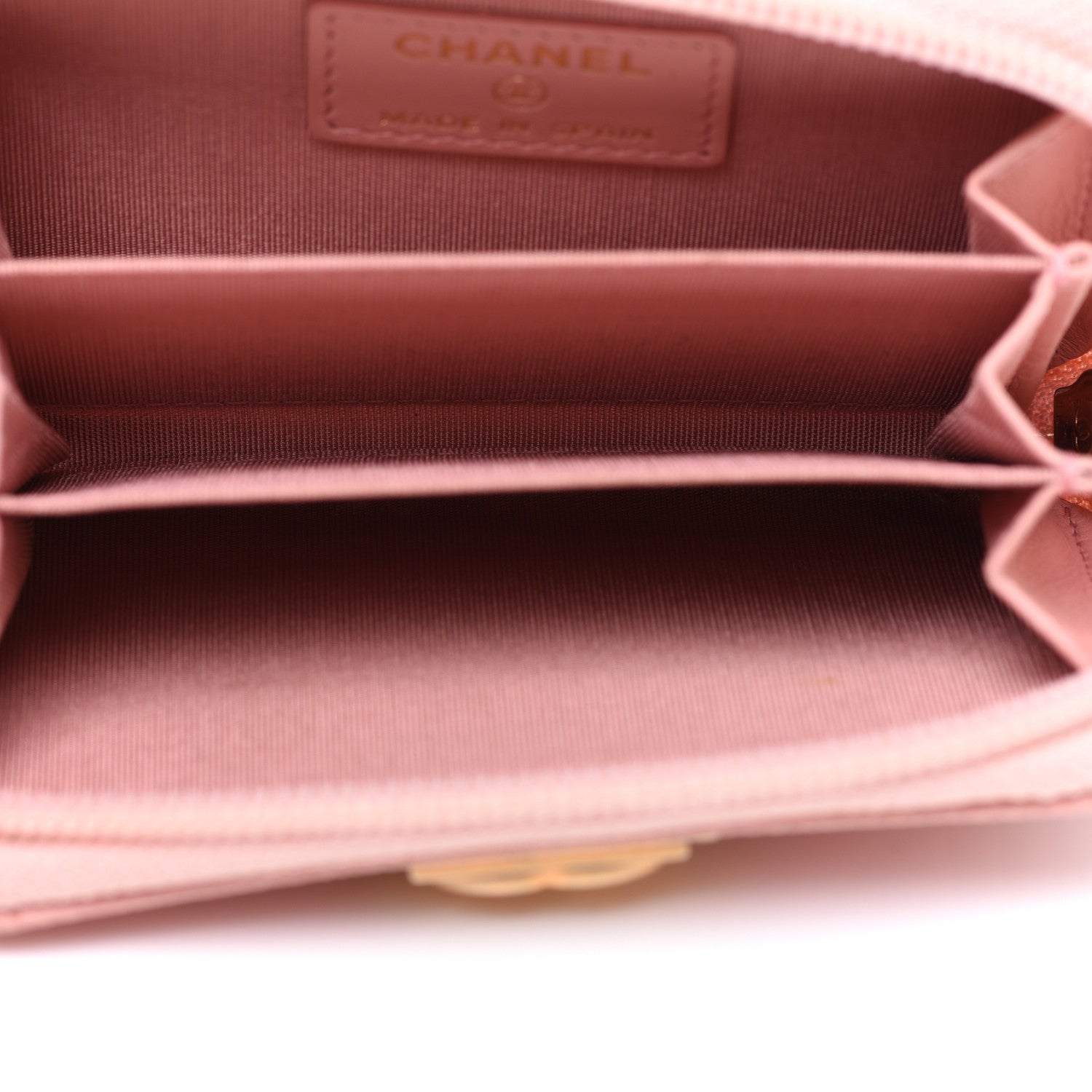 Chanel Caviar Quilted Boy Zip Around Coin Purse Wallet Light Pink 6 of 10