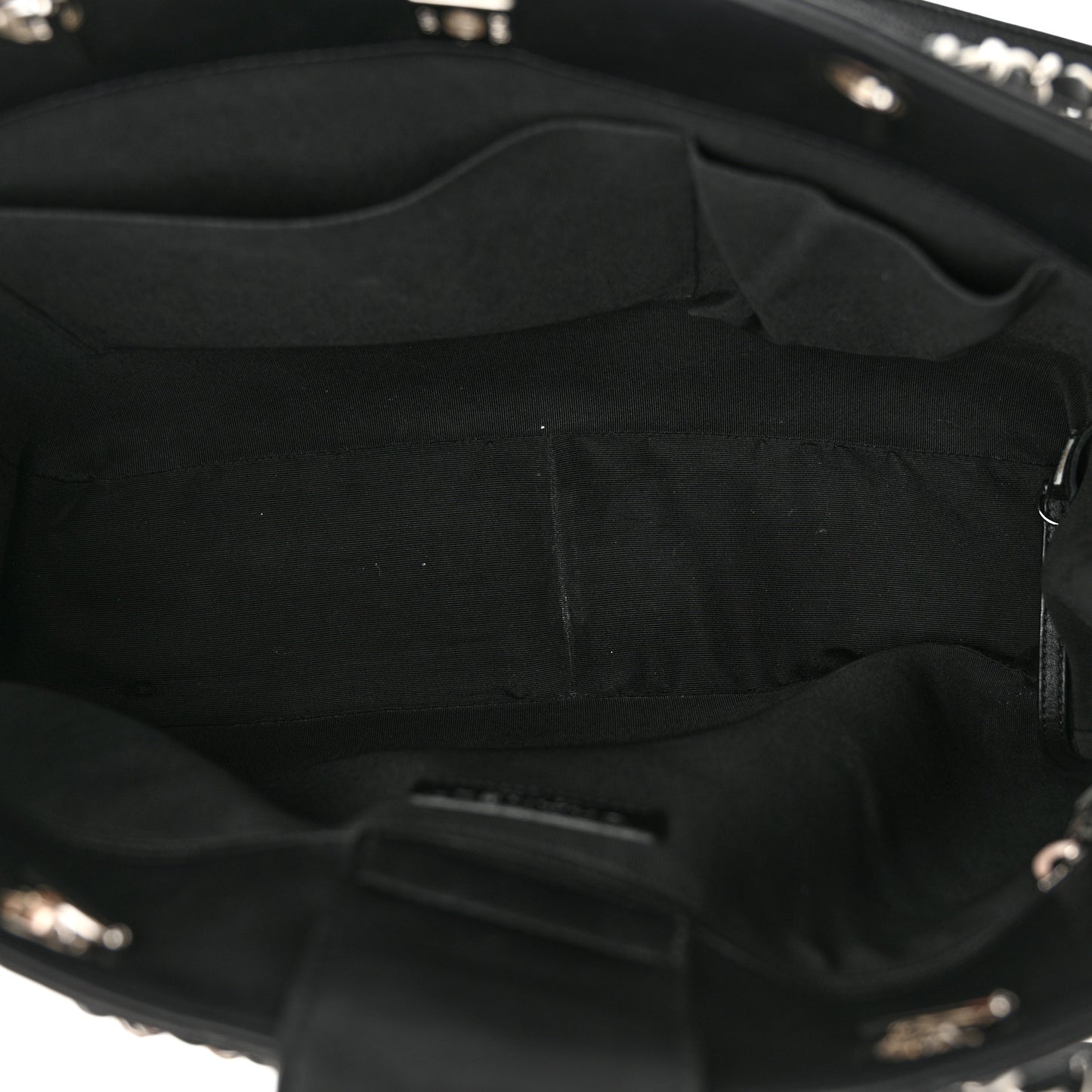 Calfskin Quilted Large Classic Shopping Tote Black