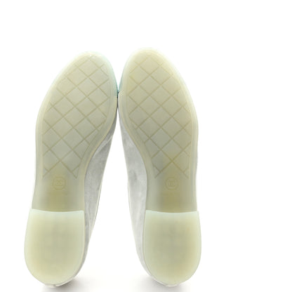 Chanel Suede Cap Toe CC Ballerina Flats 38 Light Green Green 6 of 10