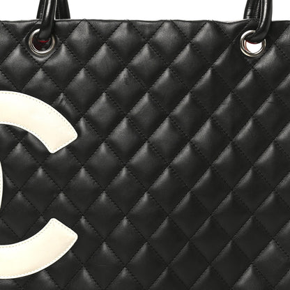 Chanel Calfskin Quilted Large Cambon Tote Black White 8 of 10